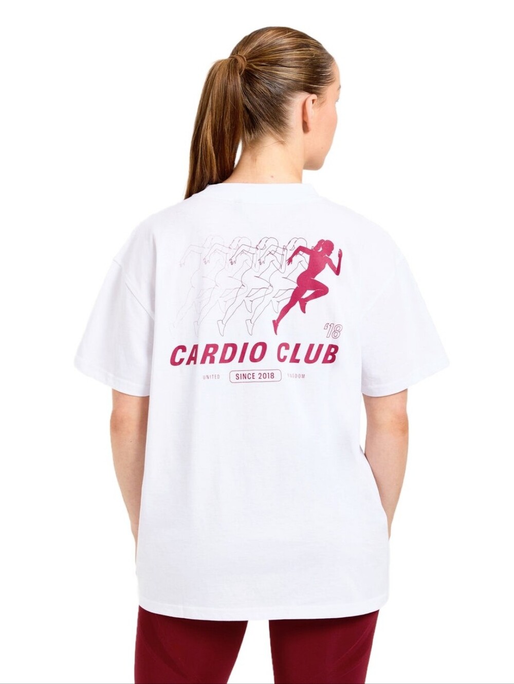 ❤️ AYBL Cardio Club Oversized Tee (White/Burgundy, Medium, NWT, Sold Out)